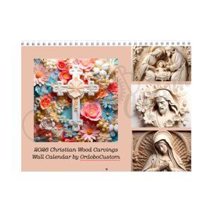 2024 Christian Wood Carvings Wall Calendar